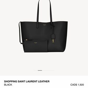 YSL SAINT LAURENT SHOPPING TOTE BLACK LEATHER PRE LOVED